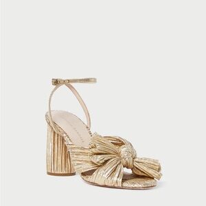 Loeffler Randall Camellia Gold Pleated Bow Heel